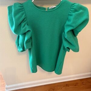 THML Emerald Puff Sleeve Blouse